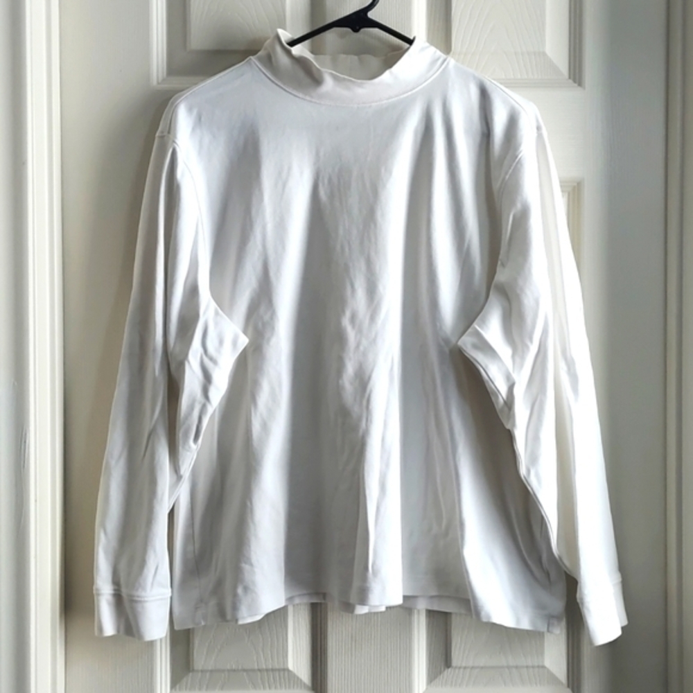 Women's LLB L.L. Bean White Long Sleeve Short Turtleneck Shirt Size 2X GUC #6681 - Picture 2 of 5